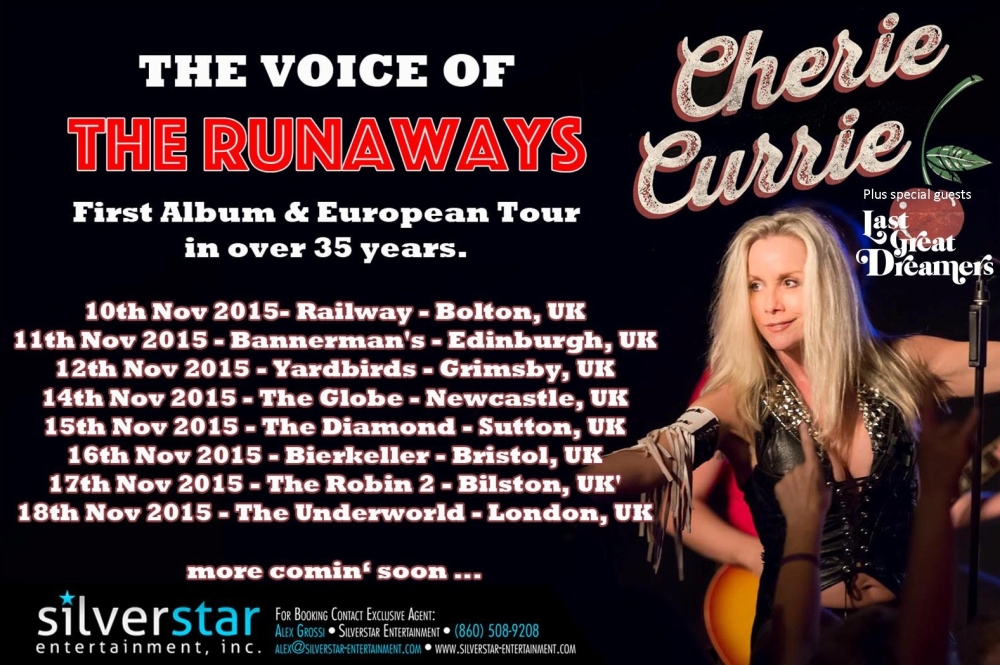 Cherie Currie UK Tour November 2015 with Special Guests last great Dreamers